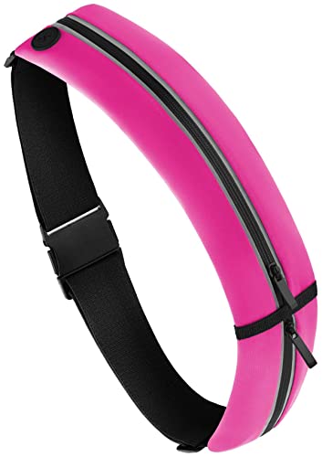 moex® Easy Bag für Apple iPhone 13 Pro Max Laufgürtel für Handy, Lauftasche Jogging, Handytasche zum Joggen, Sport Bauchtasche wasserdicht, Fitness Running Belt – Neon Pink (2P) von moex