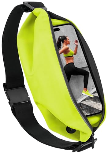 moex® Easy Bag für Huawei nova 12i Laufgürtel für Handy, Lauftasche Jogging, Handytasche zum Joggen, Sport Bauchtasche wasserdicht, Fitness Running Belt – Neon Gelb von moex