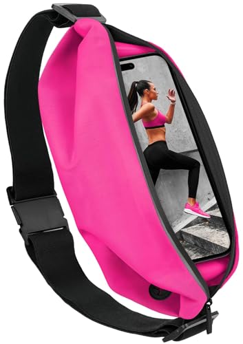 moex® Easy Bag für Motorola Edge 50 Ultra Laufgürtel für Handy, Lauftasche Jogging, Handytasche zum Joggen, Sport Bauchtasche wasserdicht, Fitness Running Belt – Neon Pink von moex