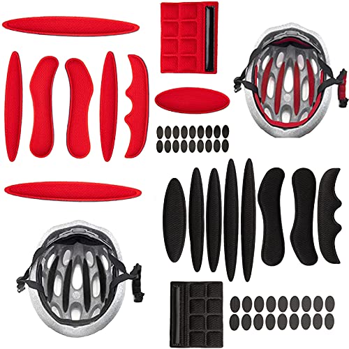 mohito 2 Sets Universal Fahrrad Helm Pads,Fahrrad Helm Polster Fahrrad Ersatz Schaumstoff Pad Sicherheit Helm Innenpolster Zubehör für Fahrrad,Motorrad Fahrradhelm(Schwarz + Rot) von mohito
