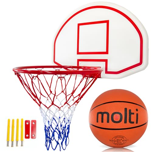MOLTI Basketballkorb Set - Indoor & Outdoor Basketballkorb mit Brett - Basketball Korb inkl. Befestigungsmaterial zur Wandmontage - Basketballbrett & Korb für Erwachsene/Jugendliche & Kinder (ZTK001) von molti