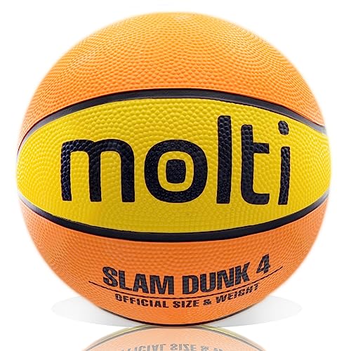 molti Basketball Ball Größe #5 für Kinder Erwachsene rutschfest Streetball Freizeitspielball Indoor Outdoor Training (Gelb-Orange) von molti
