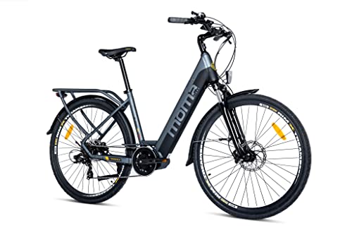 moma bikes Elektrofahrrad E-City 28" PRO, Aluminium, Shimano 7 Gänge und hydraulische Scheibenbremsen, Integrierter Lithium-Ionen-Akku 48V 13A von moma bikes