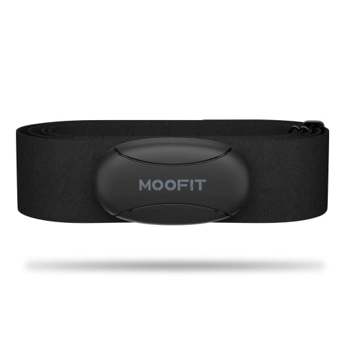 moofit HR8 Pulsmesser Brustgurt, Low Energy Echtzeit-Herzfrequenzdaten Bluetooth 5.0/ANT+, Größere Kommunikationsreichweite, IP67 Wasserdicht, Kompatibel mit iOS/Android Apps, Fitnessgeräte, Schwarz von moofit