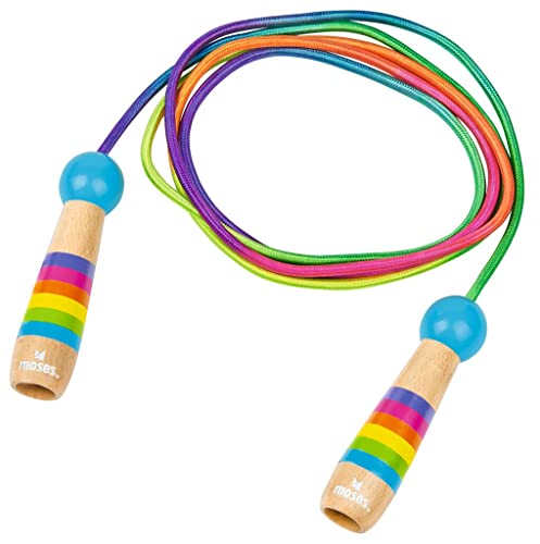 moses. Regenbogen Springseil, verstellbares Springseil für Kinder, buntes Hüpfseil mit Holzgriffen, trainiert Ausdauer, Kraft und Fitness moses. Regenbogen Springseil, verstellbares Springseil für Kinder, buntes Hüpfseil mit Holzgriffen, trainiert Ausdauer, Kraft und Fitness von moses