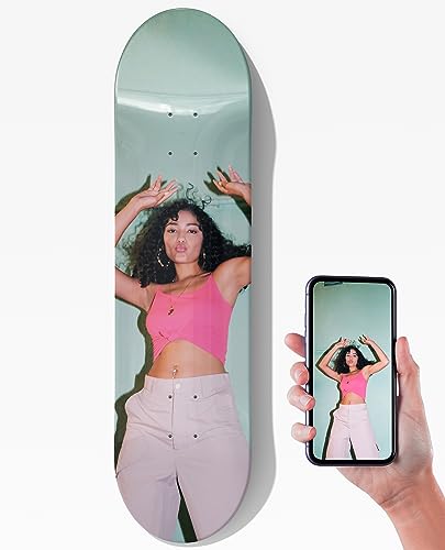 mubusi Skateboard Personalisiert 78,5x20 cm 8 Zoll - Skateboard Deck - Wandhalterung Skate Board Deko - Geschenk für Kinder, Junge und Erwachsene - Skate Bord mit Einem Foto von mubusi