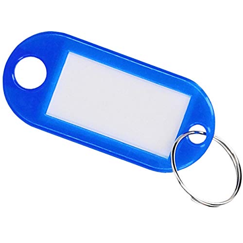10x Schlüsselanhänger Schlüsselschilder beschriftbar Schlüsselring zum Beschriften blau von mumbi