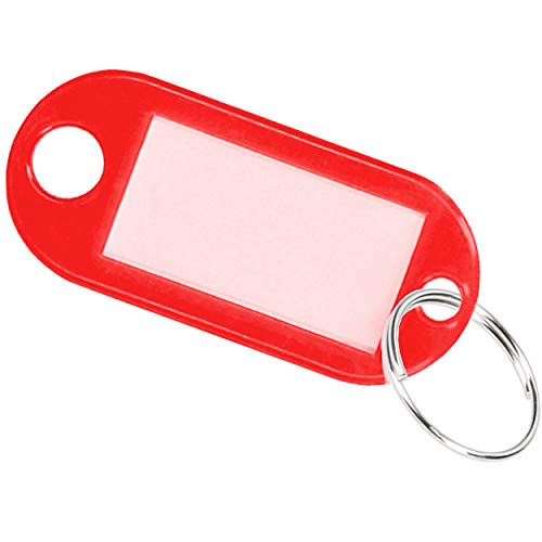 25x Schlüsselanhänger Schlüsselschilder beschriftbar Schlüsselring zum Beschriften rot von mumbi