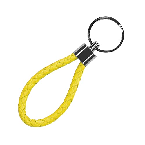 mumbi Schlüsselanhänger Schlüsselband aus Kunstleder & Edelstahl, geflochten Kunstlederband in Gelb, Einheitsgröße von mumbi