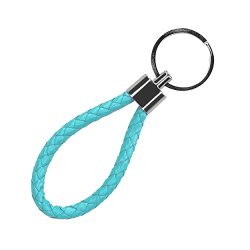 mumbi Schlüsselanhänger Schlüsselband aus Kunstleder & Edelstahl, geflochten Kunstlederband in Hellblau von mumbi
