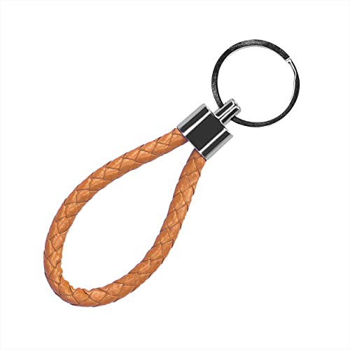 mumbi Schlüsselanhänger Schlüsselband aus Kunstleder & Edelstahl, geflochten Kunstlederband in Orange, Einheitsgröße von mumbi