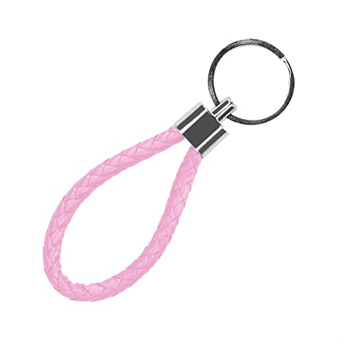 mumbi Schlüsselanhänger Schlüsselband aus Kunstleder & Edelstahl, geflochten Kunstlederband in Rosa, Einheitsgröße von mumbi