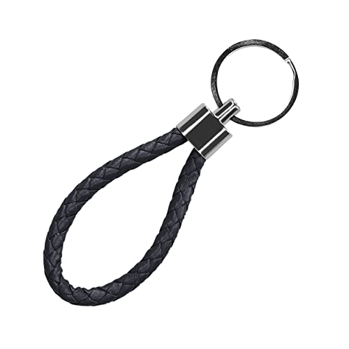 mumbi Schlüsselanhänger Schlüsselband aus Kunstleder & Edelstahl, geflochten Kunstlederband in Schwarz, Einheitsgröße von mumbi