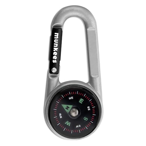 munkees Kompass-Karabiner Gadget mit Thermometer, Schlüsselanhänger, Funktions-Karabiner, Aluminium, 3135 von munkees