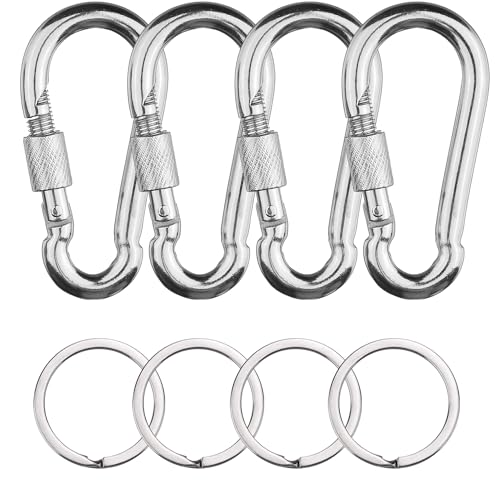 4 Stück M6 Klein Karabinerhaken, Edelstahl Karabiner,Schraubkarabiner, Karabiener, Karabiner Karabinerhaken, Karabiner Set, für Hängematten, Campingzubehör von mvorry