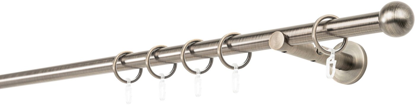 mydeco Gardinenstange 20mm Ball Wandträger 12 cm, 1-läufig, Fixmaß, verschraubt von mydeco