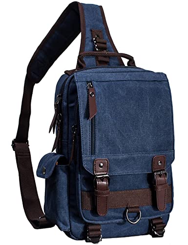 Segeltuch Multifunktions Sling Rucksack Vintage Canvas Pack Bag Fahrradrucksäcke Schulterrucksack Umhängetasche Daypack Cross für Outdoor Sport Radfahren Wandern von mygreen