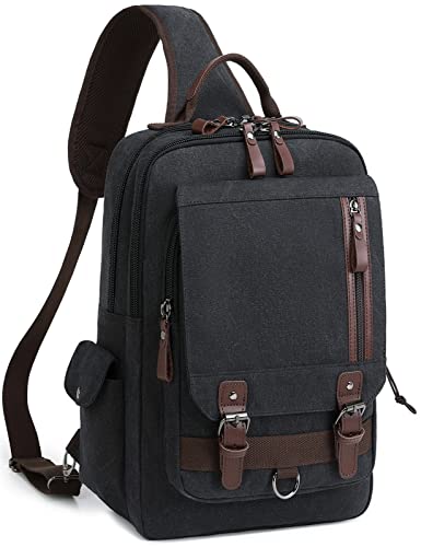 mygreen Canvas Crossbody Messenger Bag Shoulder Sling Backpack Travel Rucksack, Schwarz-XL, X-Large, Sling Bag von mygreen