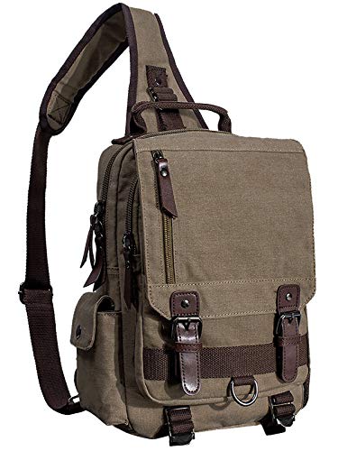 Vintage Canvas Rucksack Handtasche Schultasche für Outdoor Außflug Sport(Armeegrün) von mygreen