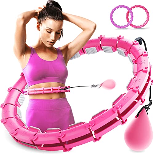 myhula Smart Hula Hoop Reifen für Erwachsene mit Gewichtsball&Noppen, Hula Hoop Reifen mit 24 verstellbare Glieder zum Abnehmen, Fitness&Gewichtsverlust, Anti-Rutsch-Pads angenehme Lautstärke (Pink) von myhula