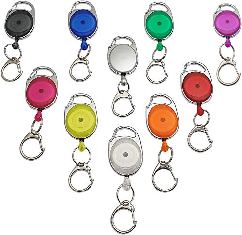 1 Stück Ovaler Jojo-Halter / Rollmatik / Schlüsselanhänger / Schlüsselhalter / Schlüsselkette / Schlüsselrolle mit Befestigungsbügel und Federclip in verschiedenen Farben (Transparent Rot) von myledershop