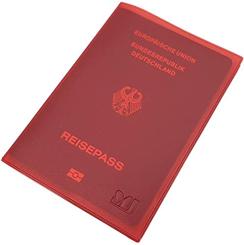 Reisepass / Internationaler Impfpass / Impfausweis / Impfbuch Schutzhülle 2 Fächer MJ-Design-Germany in verschiedenen trendigen Farben Made in EU (Rot) von myledershop
