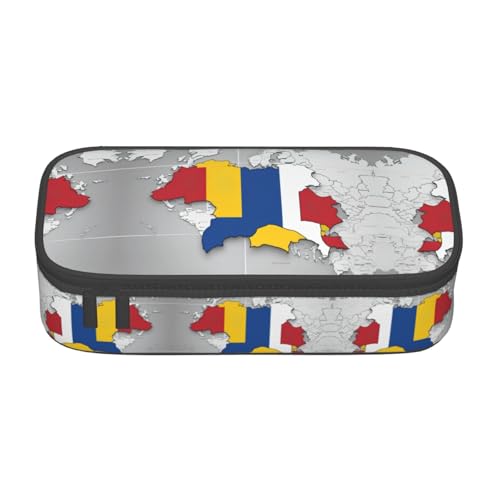 nanger Federmäppchen mit großer Kapazität mit Reißverschluss und rumänischer Flagge, Schwarz , one size, Art Eeco von nanger