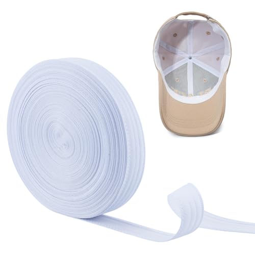 NBEADS 30m Golf Hut Schweiß Liner, Hut Schweißband Absorbierende Schweißpads Polyester Hut Größe Reducer Liner für Männer Frauen Golf Baseball Schwitzen Zubehör, 30x0.8mm, Weiß von nbeads