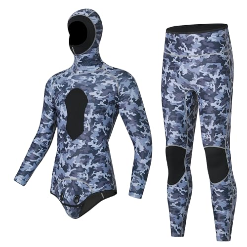 newrong Surfanzug, Tauchanzug, 3 mm, langärmelig, kältebeständig, warm, Grau, Camouflage, Größe S von newrong