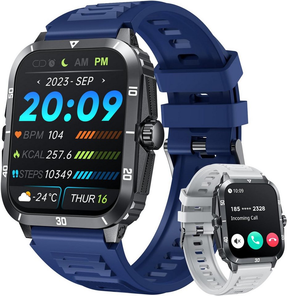 niizero Fur Herren mit Telefonfunktion 100+ Sportmodi Sport Smartwatch (2.0 Zoll, Android / iOS), mit Pulss Schlafmonitor Schrittzähler 3ATM Wasserdicht Fitness von niizero