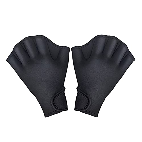 1 Paar Schwimmhandschuhe Aquatic Fitness Wasserbeständigkeit Fit Paddle Training Fingerlose Handschuhe ( Color : Black , Size : L ) von nmbhus