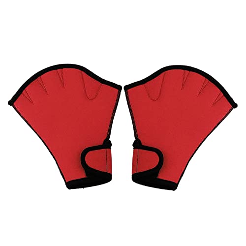 1 Paar Schwimmhandschuhe Aquatic Fitness Wasserbeständigkeit Fit Paddle Training Fingerlose Handschuhe ( Color : Red , Size : L ) von nmbhus