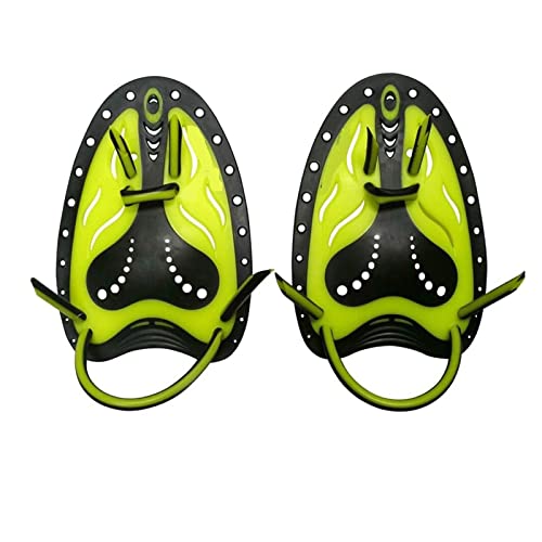 Erwachsene verstellbare Silikon-Hand-Tauchhandschuhe mit Schwimmhäuten Flossenflossen Lernen Sie Zugausrüstung Professionelles Schwimmpaddel Froschfinger ( Color : Yellow , Size : Adult ) von nmbhus