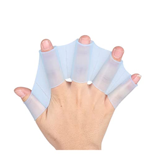 Schwimmen Fingerflossen Lernen Schwimmbad Ausrüstung Finger Tragen Hand Mesh Flossen Reihe Training Tauchhandschuhe Schwimmbad Paddel ( Color : Blue , Size : L ) von nmbhus