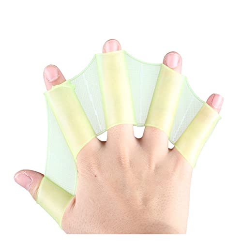 Schwimmen Fingerflossen Lernen Schwimmbad Ausrüstung Finger Tragen Hand Mesh Flossen Reihe Training Tauchhandschuhe Schwimmbad Paddel ( Color : Green , Size : L ) von nmbhus