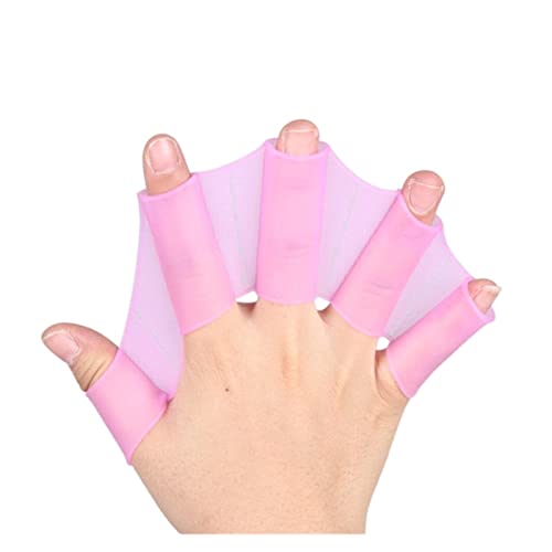 Schwimmen Fingerflossen Lernen Schwimmbad Ausrüstung Finger Tragen Hand Mesh Flossen Reihe Training Tauchhandschuhe Schwimmbad Paddel ( Color : Pink , Size : L ) von nmbhus