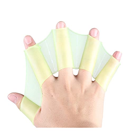 Schwimmhand Fingerflosse Lernen Schwimmbad Zubehör Finger Wear Hand Web Flossen Training Tauchhandschuhe Schwimmbecken Paddel ( Color : Green , Size : M ) von nmbhus