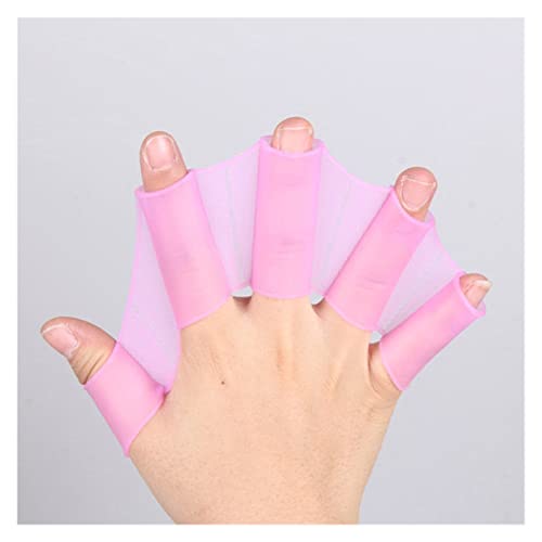 Unisex-Frosch-Typ-Silikon-Gürtel, Schwimmhandflossen, Flossen, Finger-Handschuhe, Paddel, Wassersport-Werkzeugzubehör ( Color : Pink , Size : L for Man ) von nmbhus