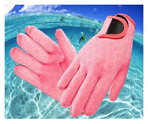 nmbhus 1,5 mm wasserdichte, rutschfeste Neopren-Tauchhandschuhe, die warm bleiben, for den Winter, Schwimmen, Tauchen, Surfen, Schnorcheln (Color : Pink, Size : L) von nmbhus