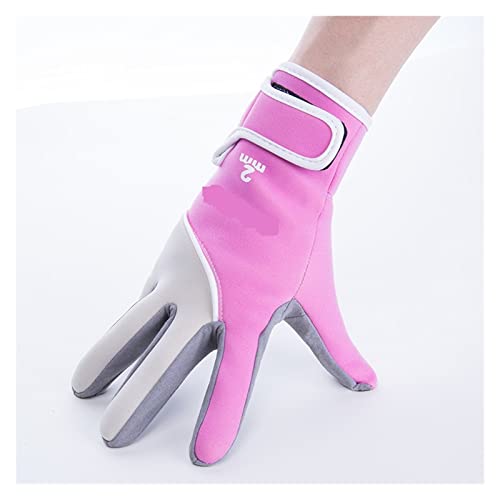 nmbhus 2MM Neopren-Tauchhandschuhe Tauchen Schnorcheln Fünf-Finger-Handschuh Mann und Frau for Erwachsene (Color : PINK Grey, Size : M) von nmbhus