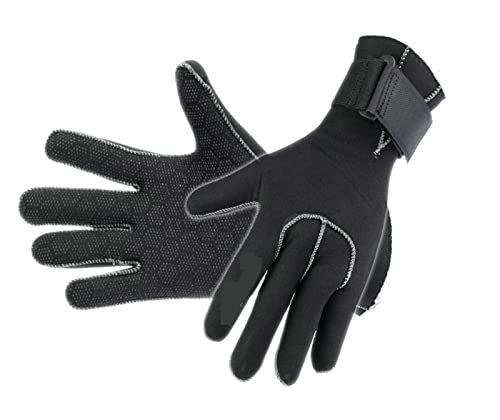 nmbhus 3 mm Schwarze Neopren-Tauchhandschuhe for Tauchen, halten warm, Schnorchelausrüstung, Kratzfeste Segel-, Kajak-, Surf- und Jagdhandschuhe (Color : 3MM, Size : L(Length25.5cm)) von nmbhus