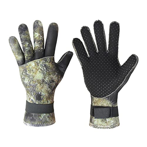 nmbhus 3MM Neopren-Tauchhandschuhe Unterwasser-Jagd-Camouflage-Handschuhe Anti-Rutsch-Fischerei-Schwimmen Stichfeste warme Tauchhandschuhe (Color : 3MM, Size : M) von nmbhus