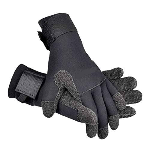 nmbhus 5 Mm Tauchhandschuhe for Die Unterwasserjagd rutschfeste, Verschleißfeste Ausrüstung, Verstellbare Schwarze Stichfeste Handschuhe (Color : 5MM Black, Size : L) von nmbhus