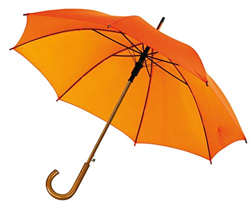Automatik Regenschirm Holzschirm Stockschirm Portierschirm mit gebogenem Rundhaken Holzgriff in 103 cm Durchmesser von notrash2003 (Orange) von noTrash2003