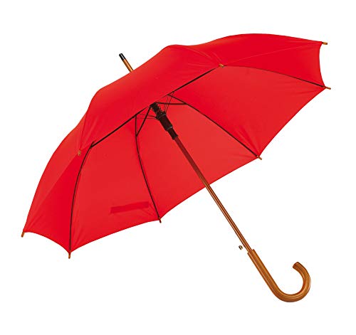 Automatik Regenschirm Holzschirm Stockschirm Portierschirm mit gebogenem Rundhaken Holzgriff in 103 cm Durchmesser von notrash2003 (Rot) von noTrash2003