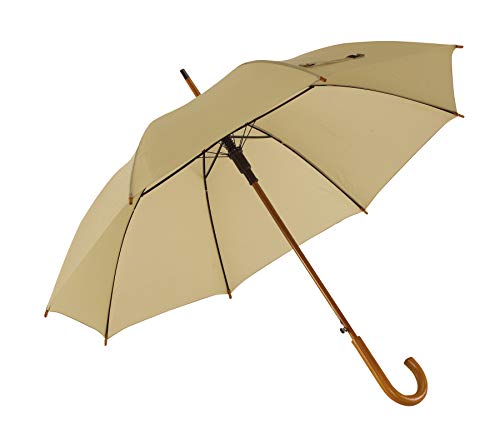 Automatik Regenschirm Holzschirm Stockschirm Portierschirm mit gebogenem Rundhaken Holzgriff in 103 cm Durchmesser von notrash2003 (Beige) von noTrash2003