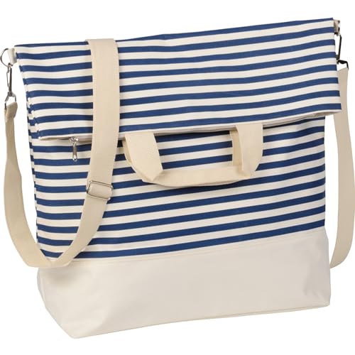 noTrash2003 Damen Handtasche zum Umhängen mit Tragegurt als Shopping Bag oder Strandtasche, versch. Farben (Beige/Blau) von noTrash2003