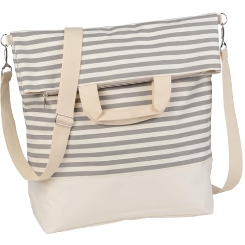 noTrash2003 Damen Handtasche zum Umhängen mit Tragegurt als Shopping Bag oder Strandtasche, versch. Farben (Beige/Grau) von noTrash2003