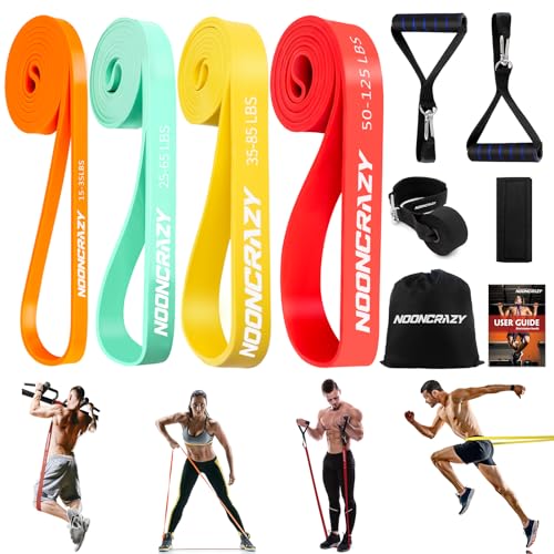 Resistance Bands, 4 Verschiedene Ebenen Widerstandsbänder mit Türanker und Handgriffen, Fitnessbänder für Kraftraining, Training, Physiotherapie, Yoga für Männer und Frauen von nooncrazy