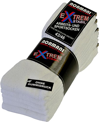 normani 10 Paar EXTREM Stabile Arbeitssocken Socken - Ferse und Spitze EXTRA verstärkt - ohne gummidruck ! Farbe Weiß Größe 39-42 von normani